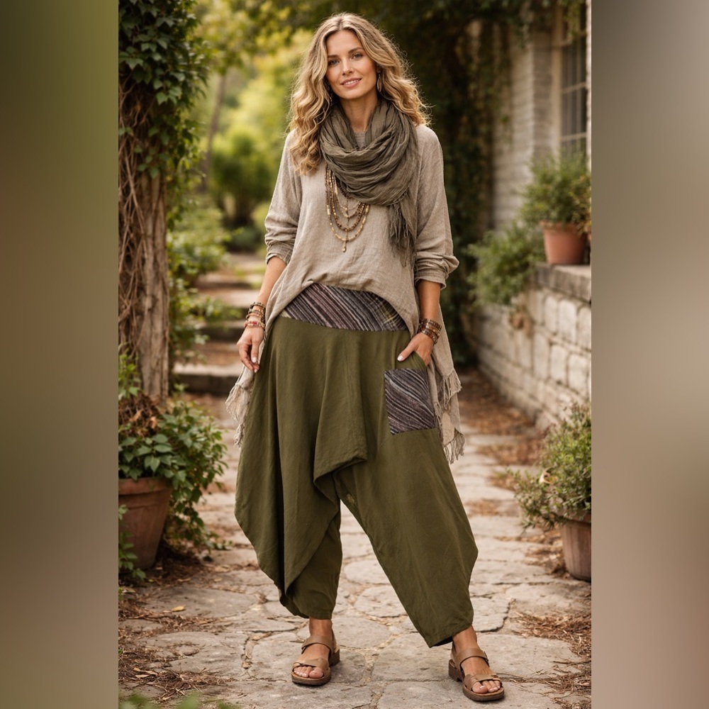 Lagenlook Bohemian and effortless Cocoon pants Ethereal Earthbound Harem
